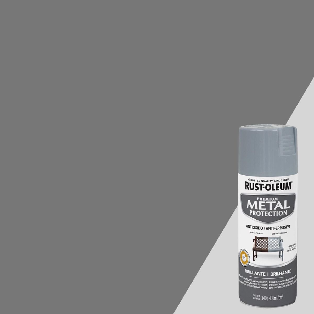 RUST OLEUM - Spray protector de Superficies Metálicas Gris Brillante Humo 340gr