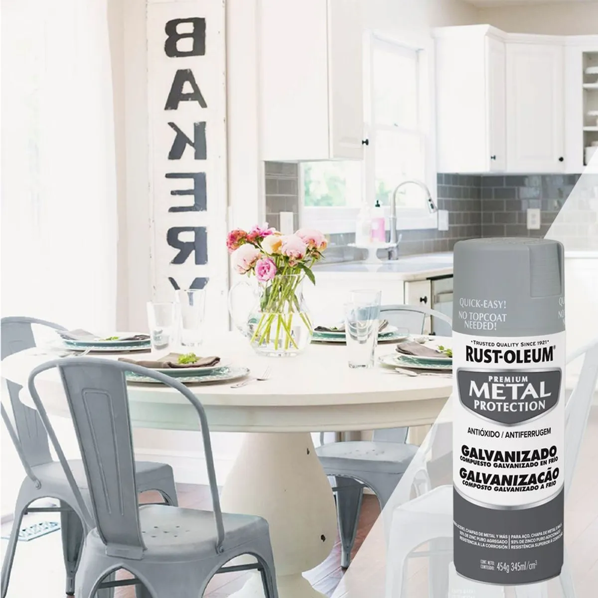 RUST OLEUM - Spray para retocar y reparar acero galvanizado dañado 454gr