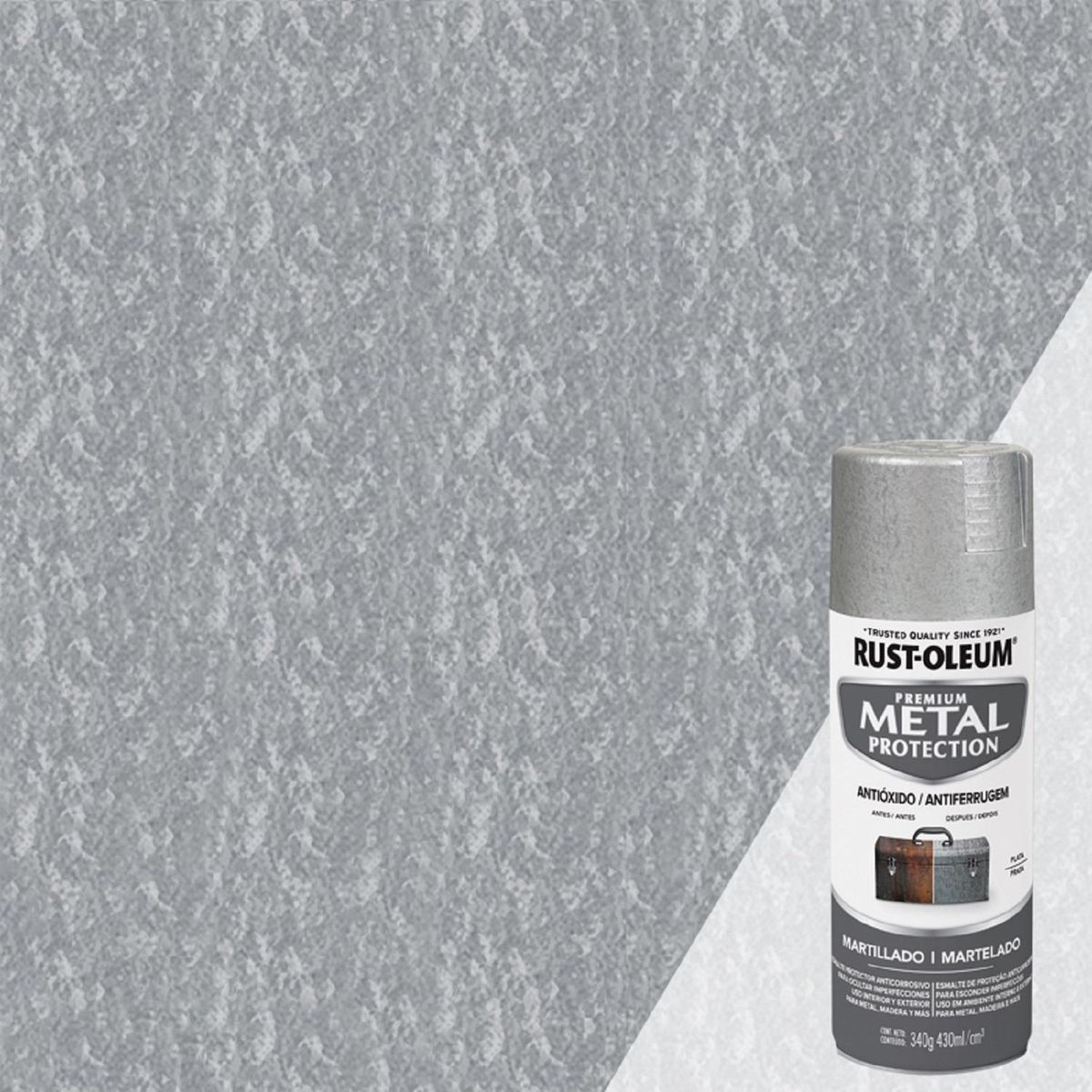 RUST OLEUM - Spray de Superficies Metálicas Metal Martillado Plata 340 Gr