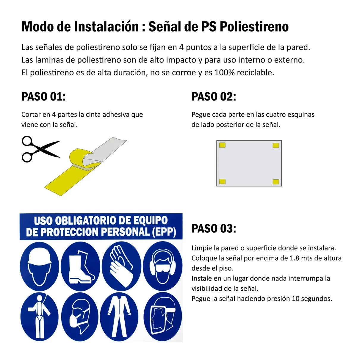 GENERICO - Señal Ps Uso Obligatorio De Epps 30X45Cm