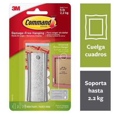 Colgador Command 3M de Cuadros con Punta Metlica Plata