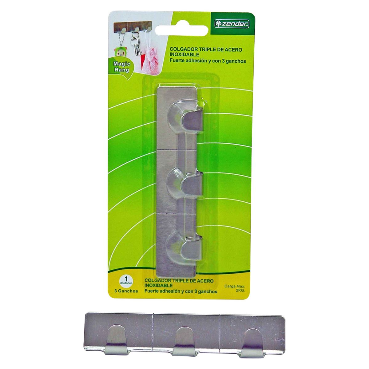 ZENDER - Colgador Triple de Acero Inoxidable