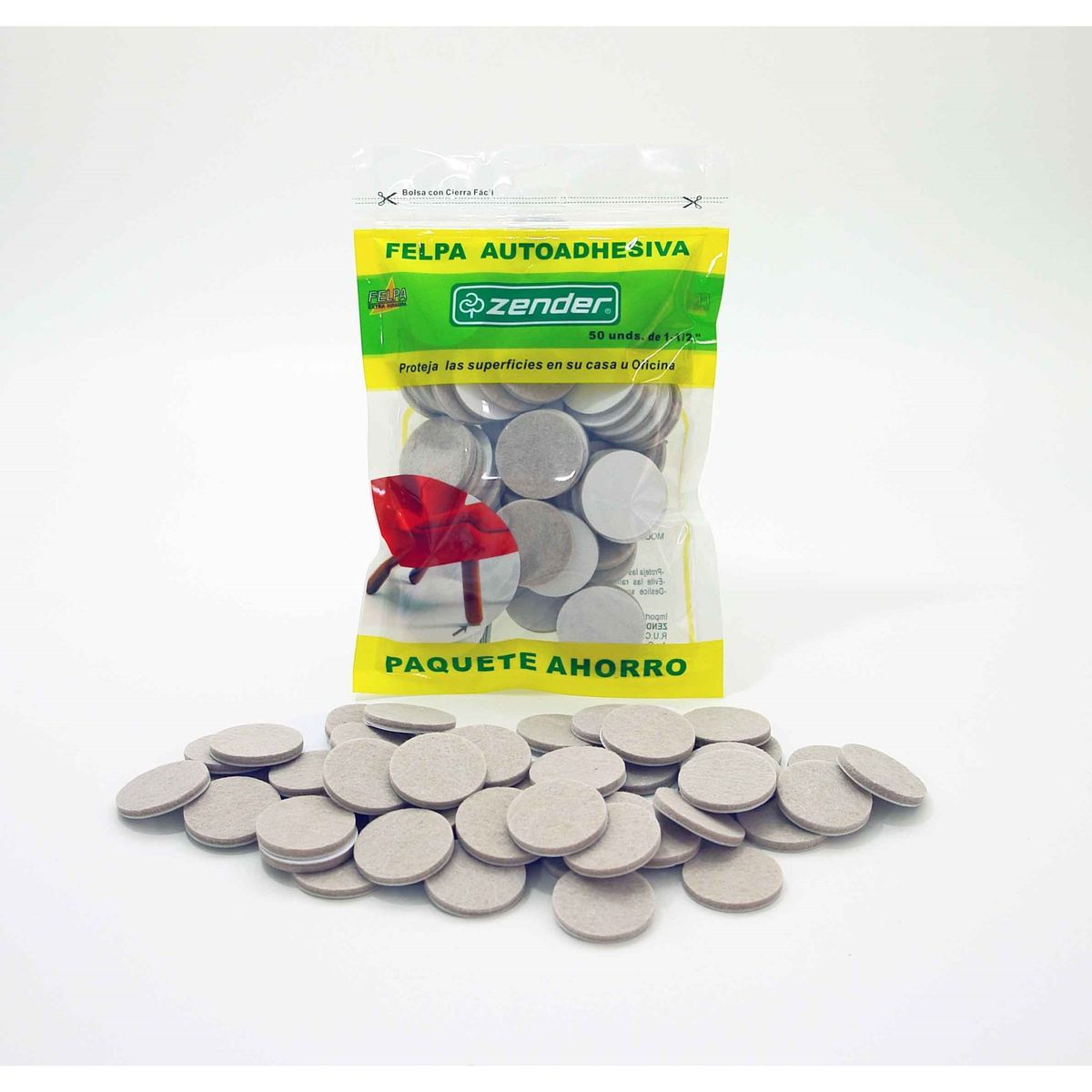 ZENDER - Deslizador para Muebles de Felpa Adhesiva x 50 unid