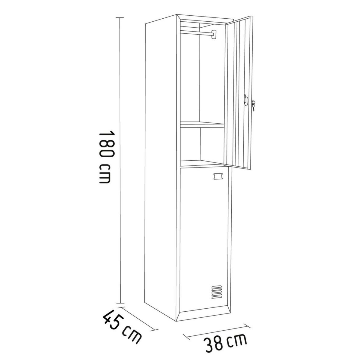 GENERICO - Locker de Metal 2 Casilleros Gris
