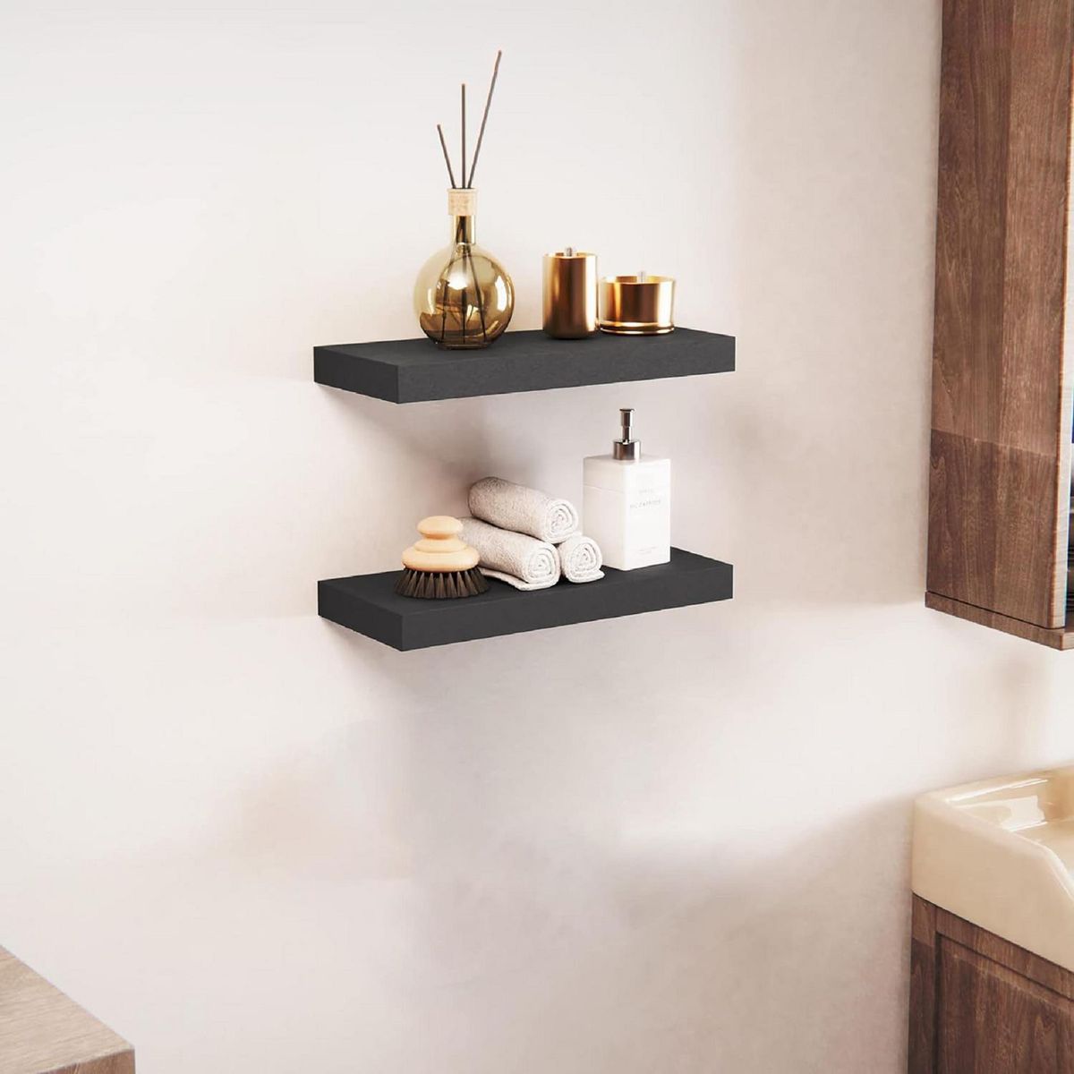 GENERICO - Repisa Flotante 60x23.5x3.8cm Negro