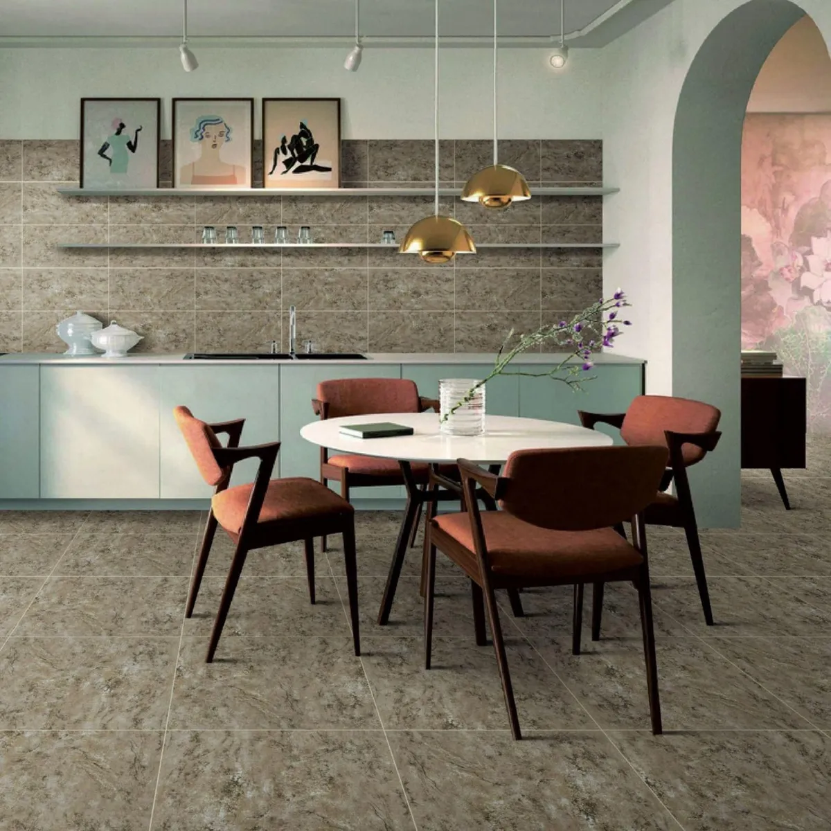 HOLZTEK - Gres Porcelanico Gris Marmolizado 60X60cm 1.44m2 Terracota Gris