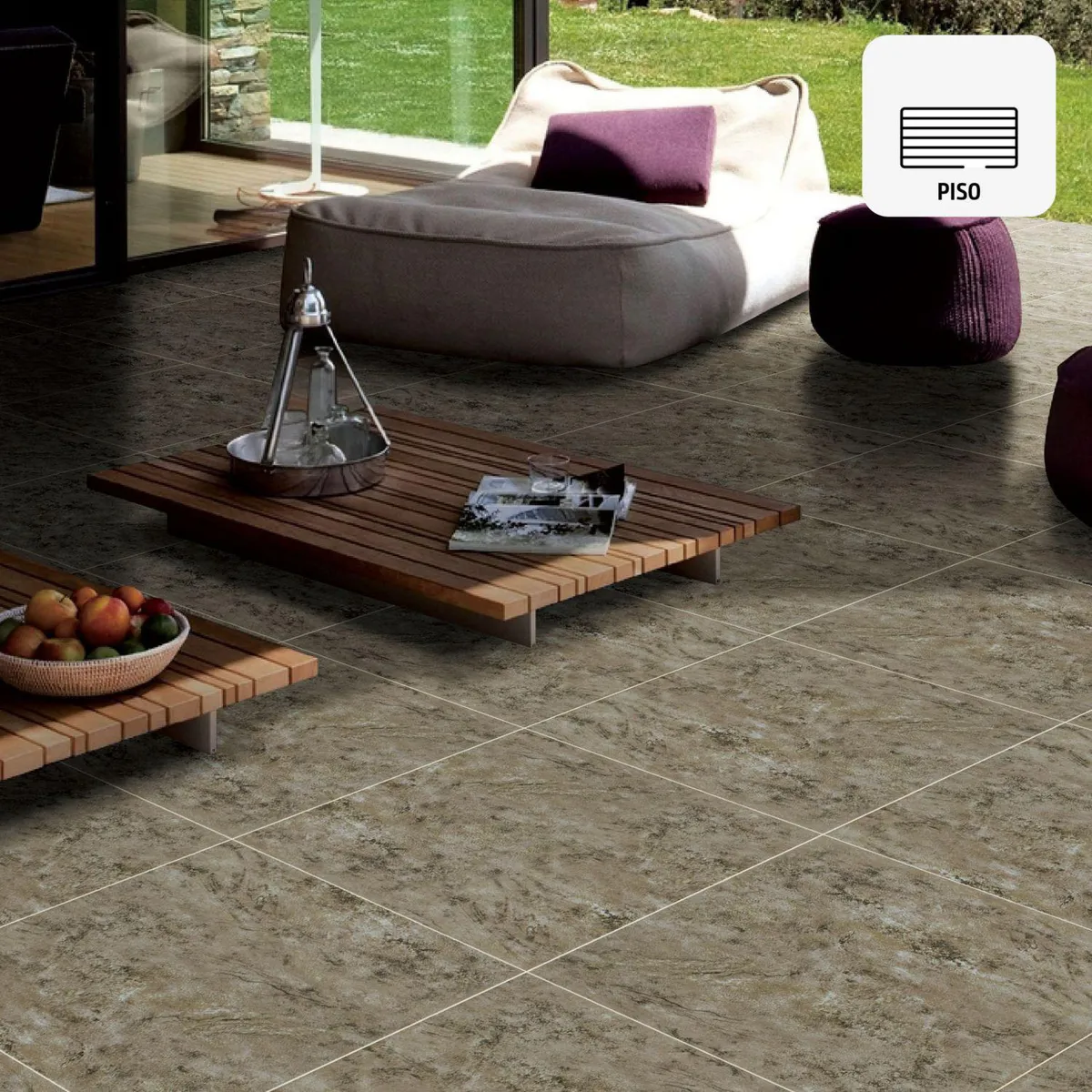 HOLZTEK - Gres Porcelanico Gris Marmolizado 60X60cm 1.44m2 Terracota Gris