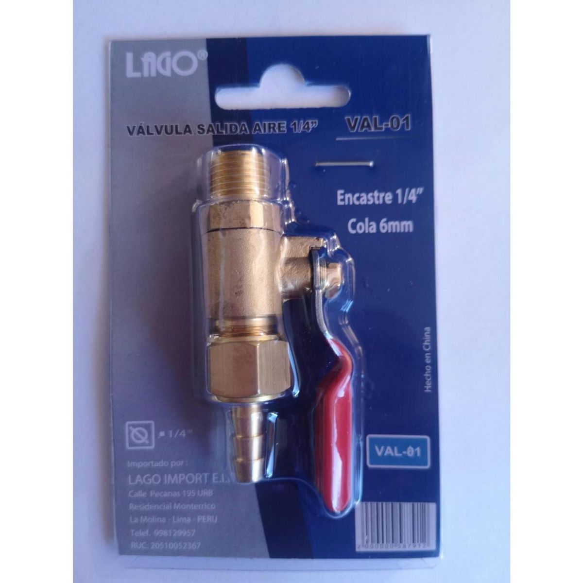 LAGO - Válvula de Salida de Aire 1/4" Lago