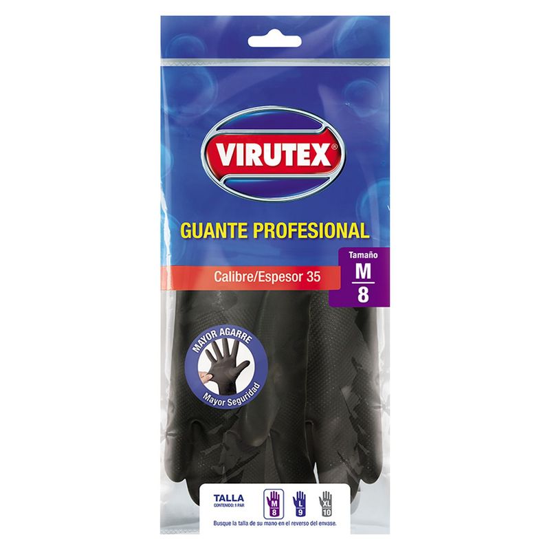 VIRUTEX - Guantes de Látex Multiuso Talla M  - Negro