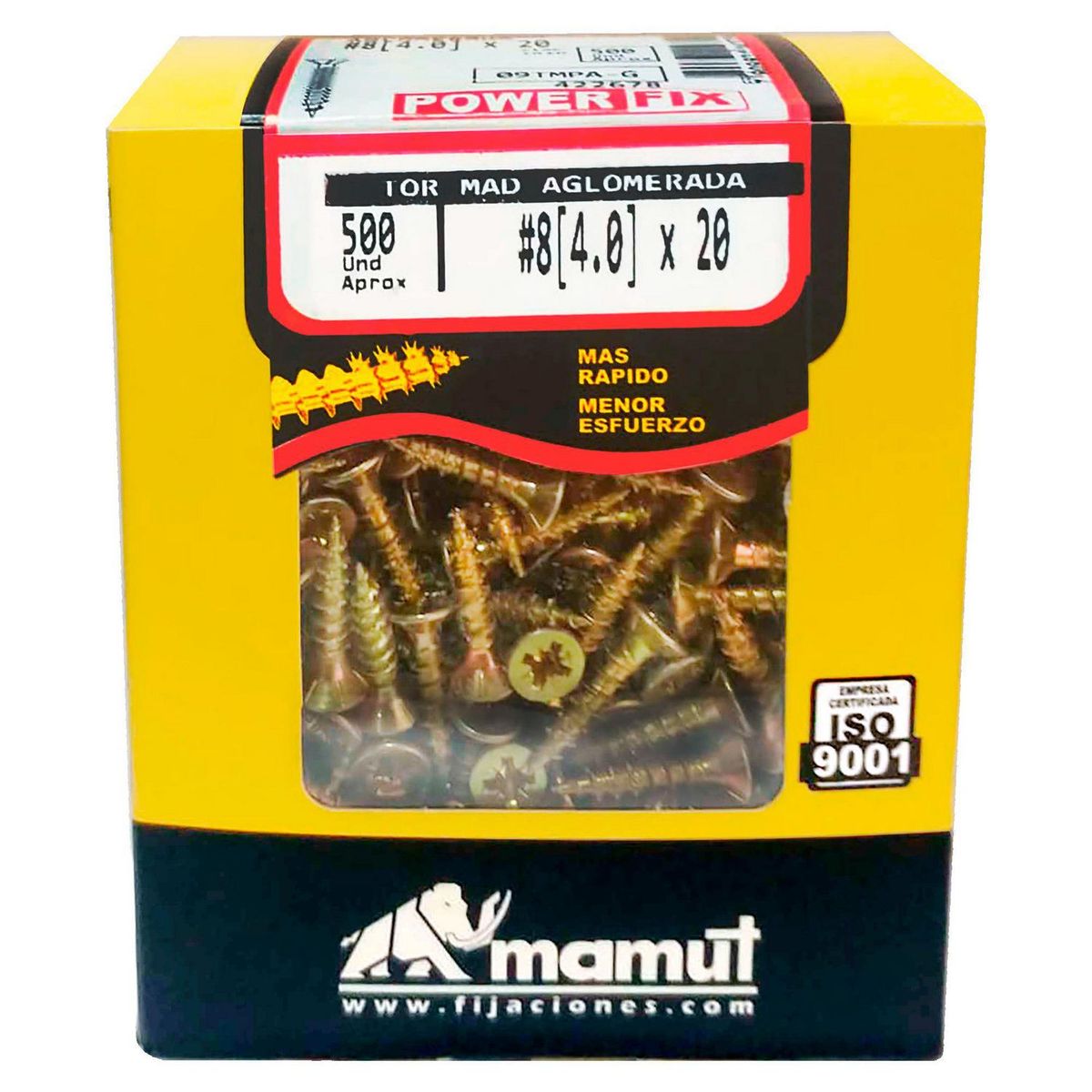 POWERFIX - Tornillo para Madera 4x20 mm x 500 unid