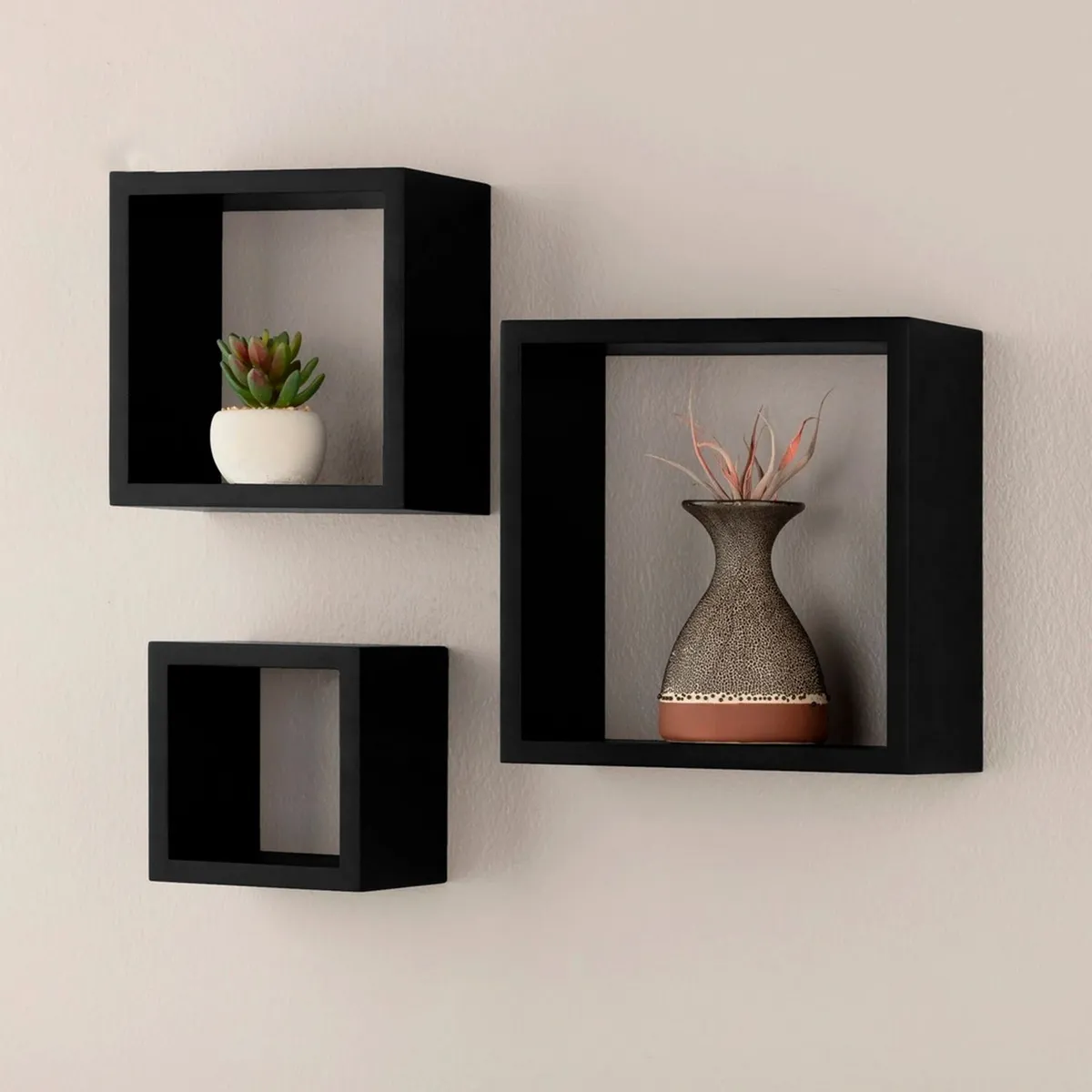 GENERICO - Set 3 Repisas Cubo Negro