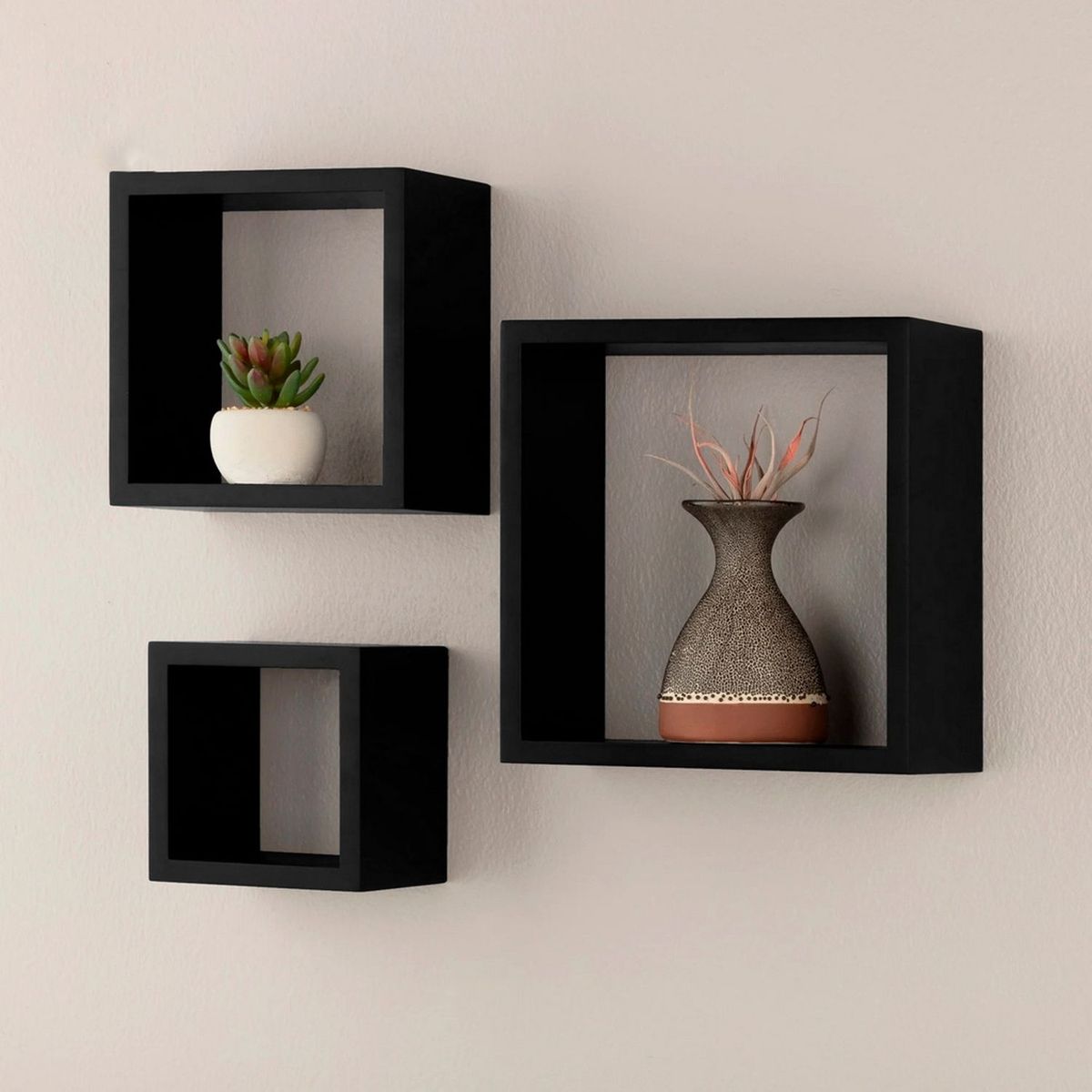 GENERICO - Set 3 Repisas Cubo Negro