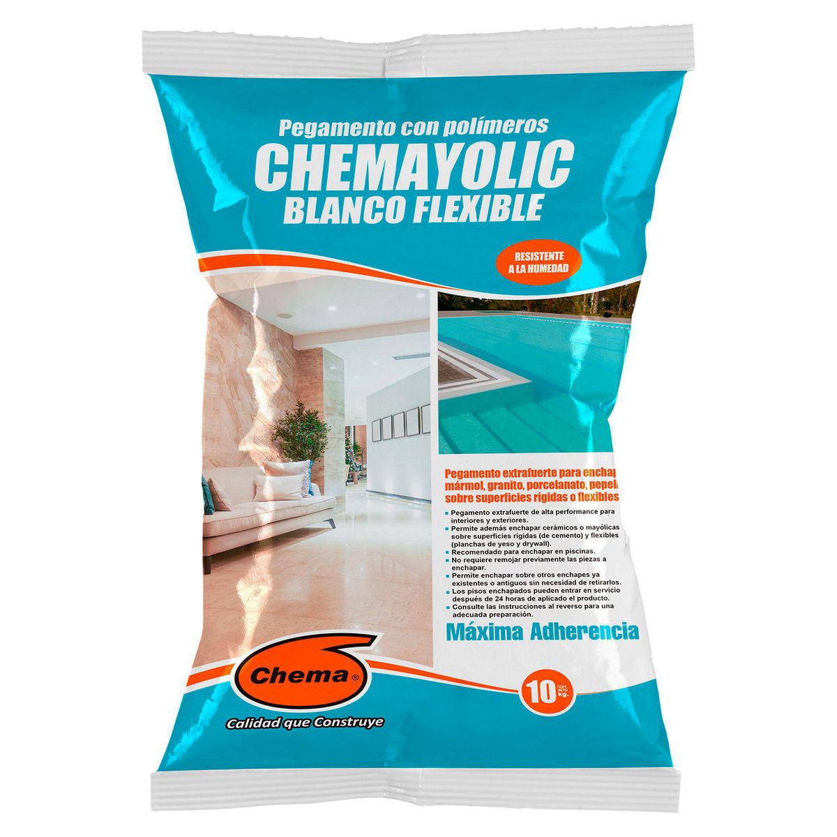 CHEMA - Pegamento para Cerámicas o Porcelanatos Chema Blanco Flexible 10kg