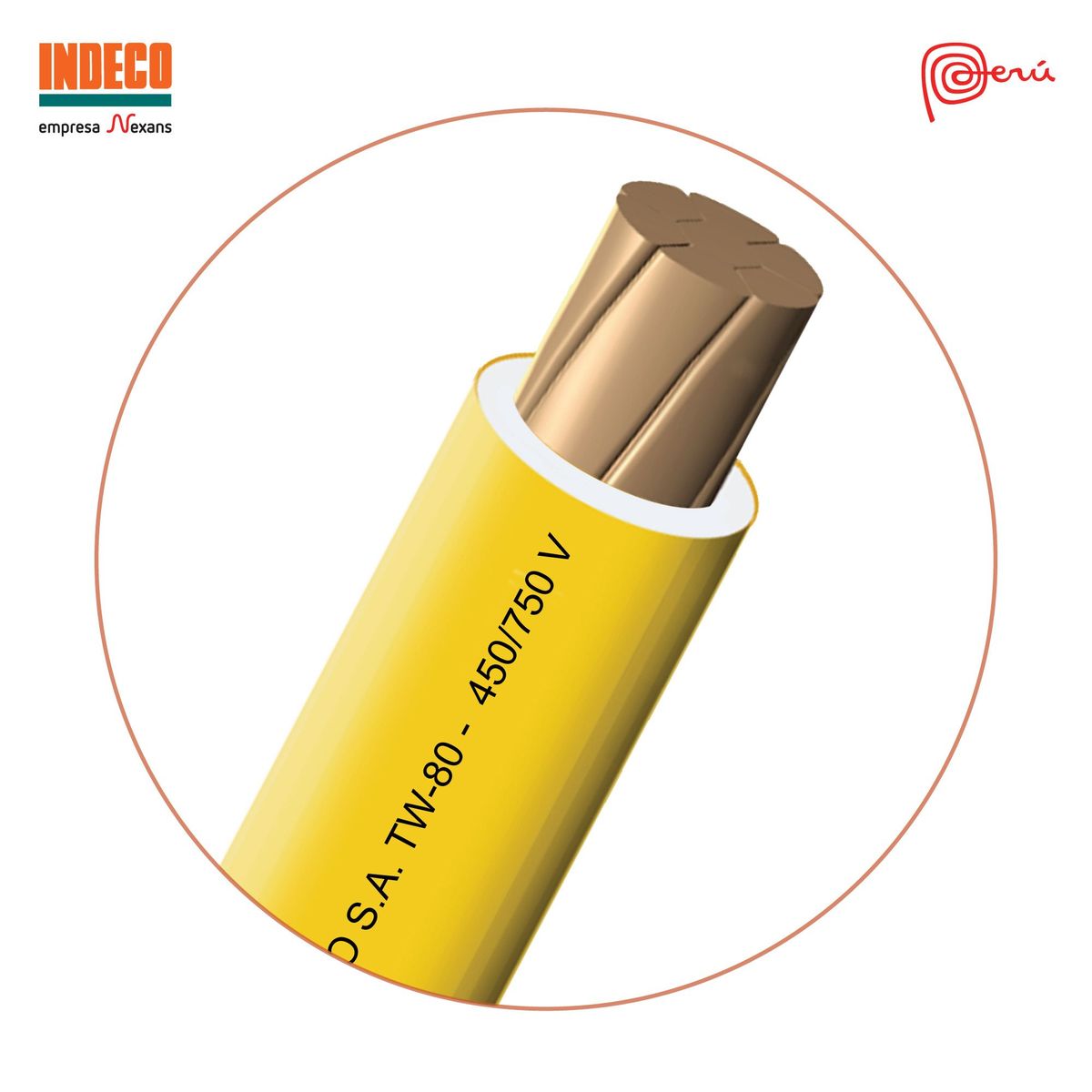 INDECO - Cable TW 10 AWG Indeco Amarillo 100 Metros