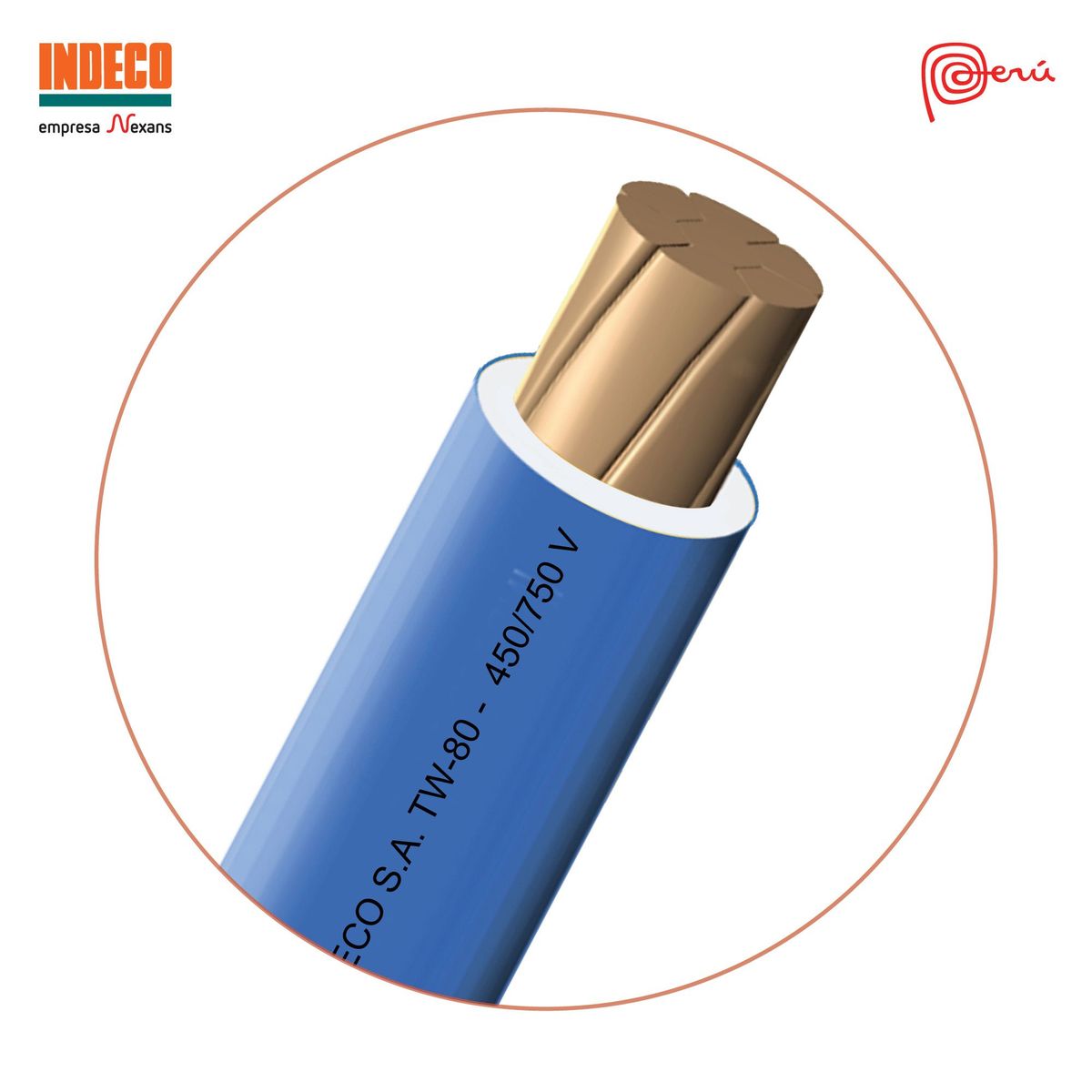 INDECO - Cable TW 12 AWG Indeco Azul 100 Metros