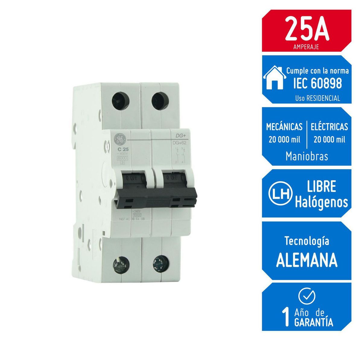 GENERAL ELECTRIC - Interruptor Termomagnético 2x25A GE