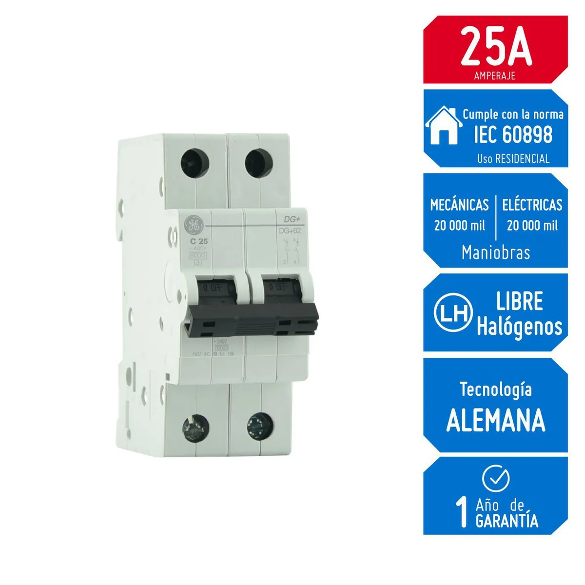 GENERAL ELECTRIC - Interruptor Termomagnético 2x25A GE