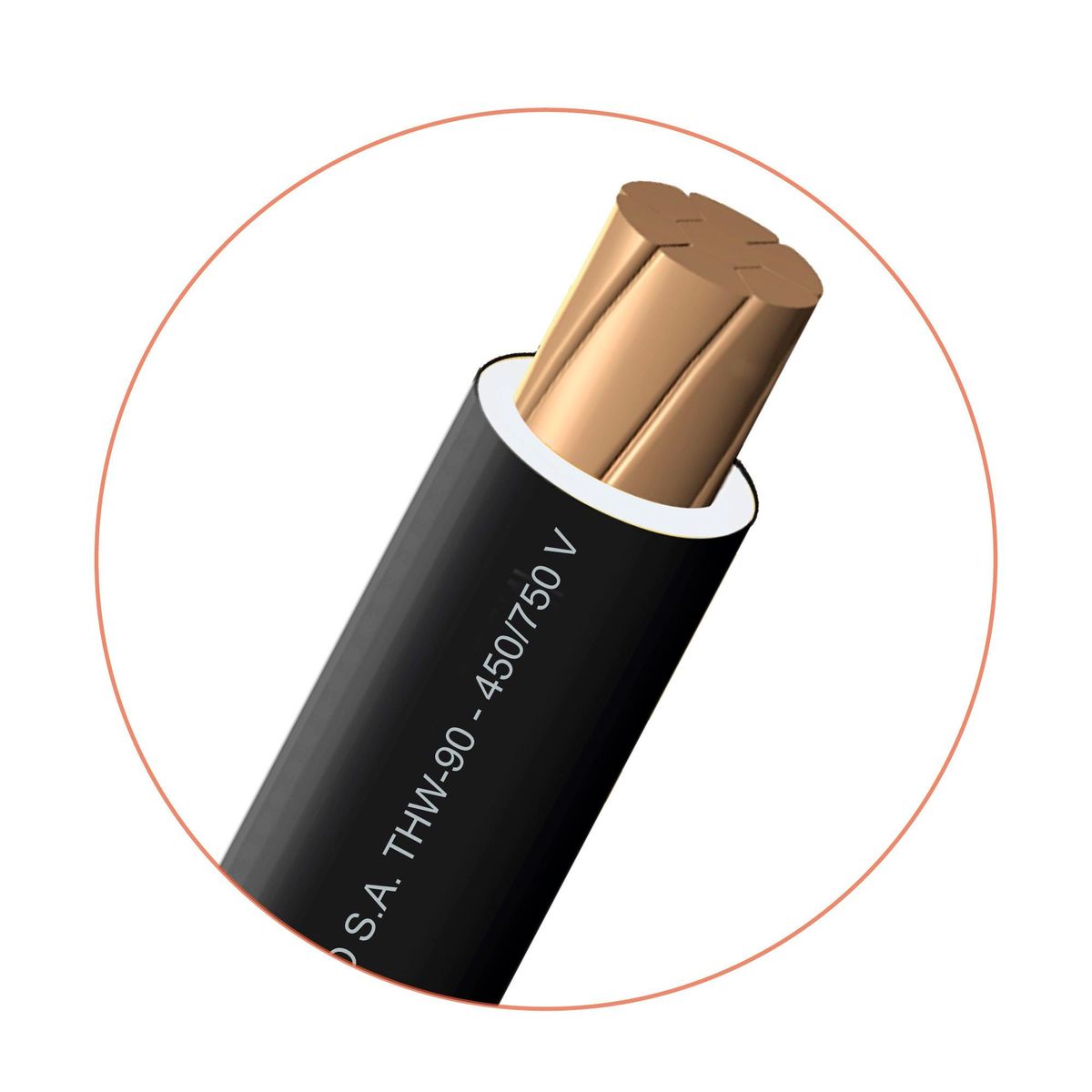 INDECO - Cable THW-90 Plus 6 AWG 450/750V Negro 100 Metros