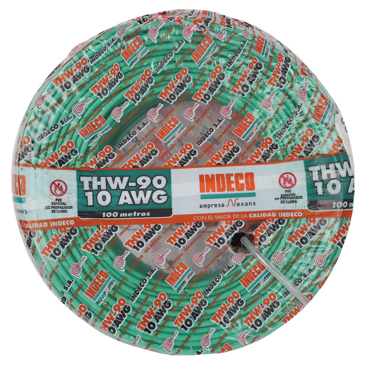 INDECO - Cable THW 10 AWG Indeco Verde 100 Metros