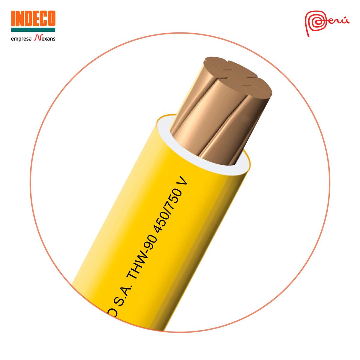 INDECO - Cable THW 10 AWG Indeco Amarillo 100 Metros