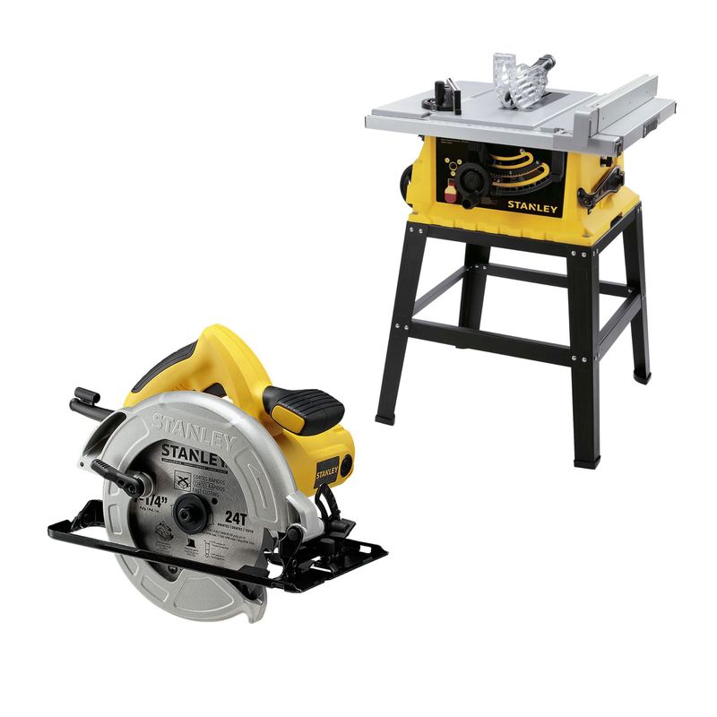STANLEY - Sierra de Banco EléctricaStanley 10" 1800 W SST1801 + Sierra Circular Eléctrica Stanley 7-1/4" 1600 W SC16 