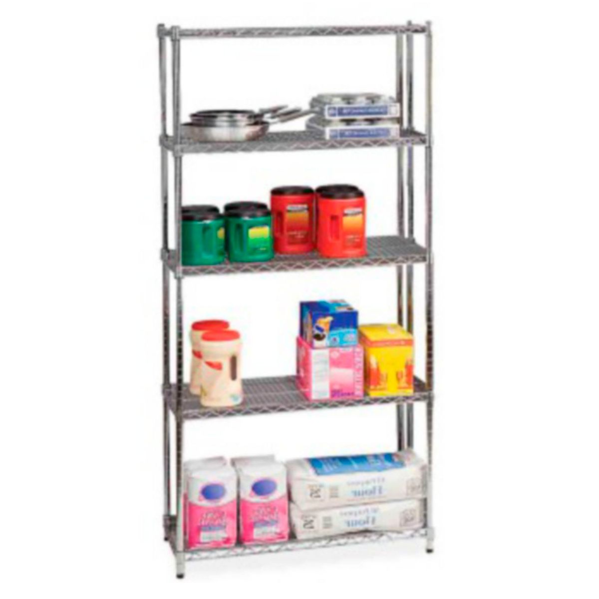 SEVILLE - Estante cromado 45x91x183cm con ruedas 1385 kg