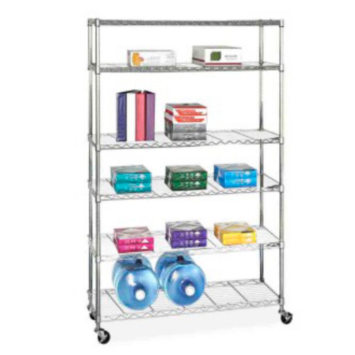 SEVILLE - Estante cromado 45x121x183cm con ruedas 1632 kg
