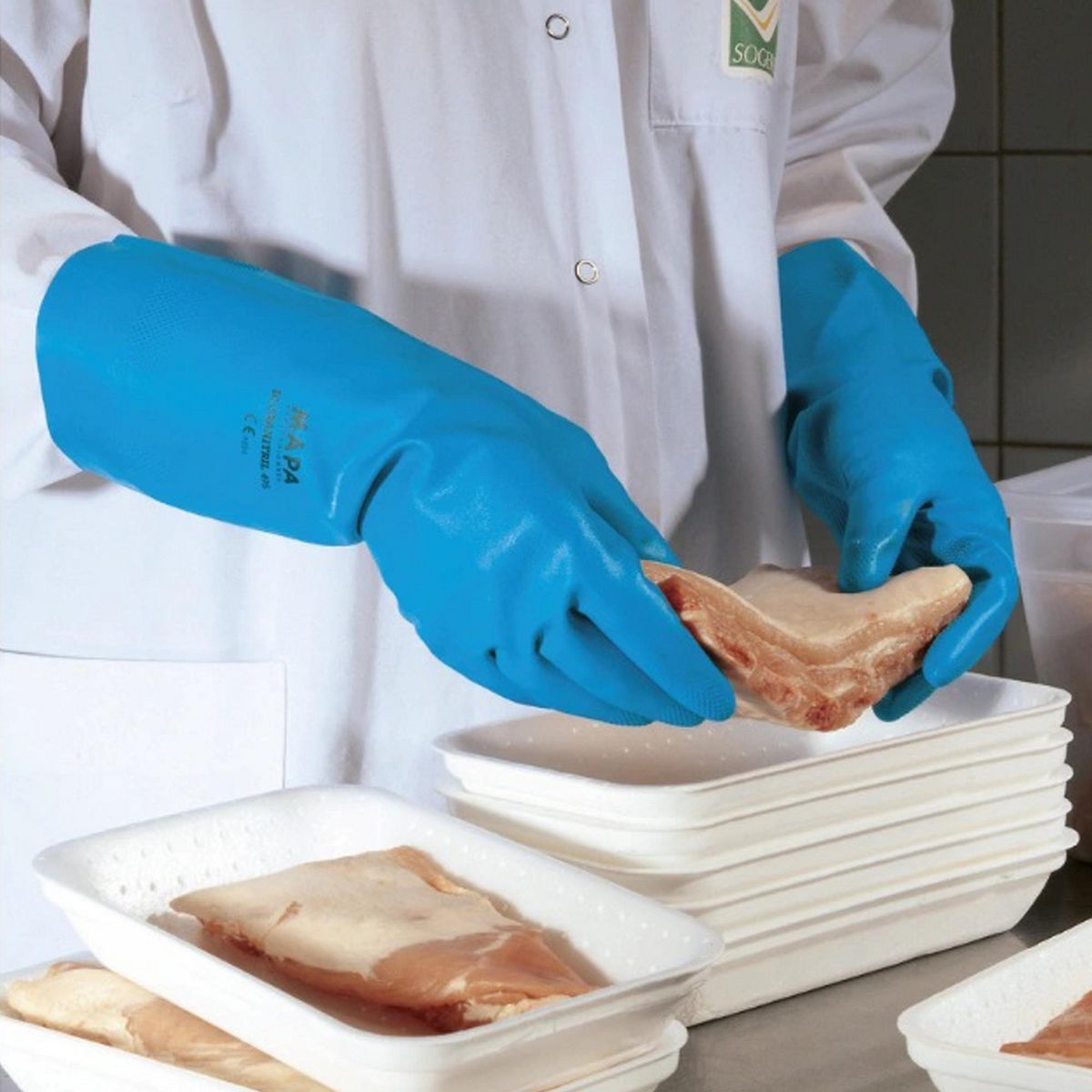 GENERICO - Guantes de Seguridad Mapa de Nitrilo Azul Talla L