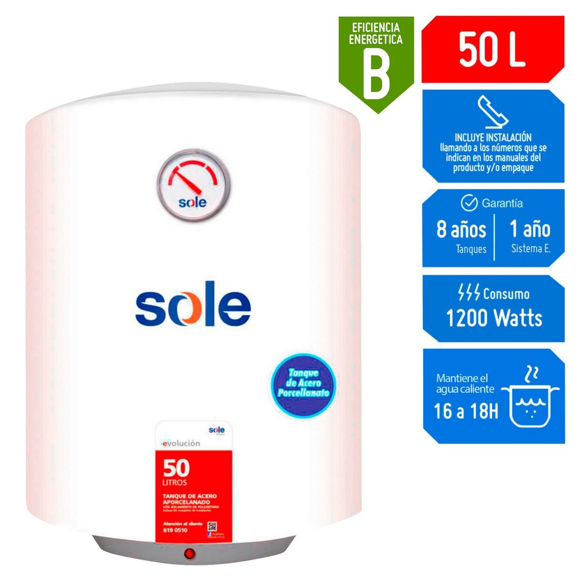 SOLE - Terma Eléctrica Sole Evolución 50 litros