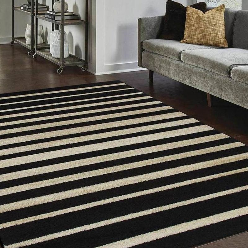 JUST HOME COLLECTION - Alfombra Rectangular Carrera Rayas Negras 50x90cm