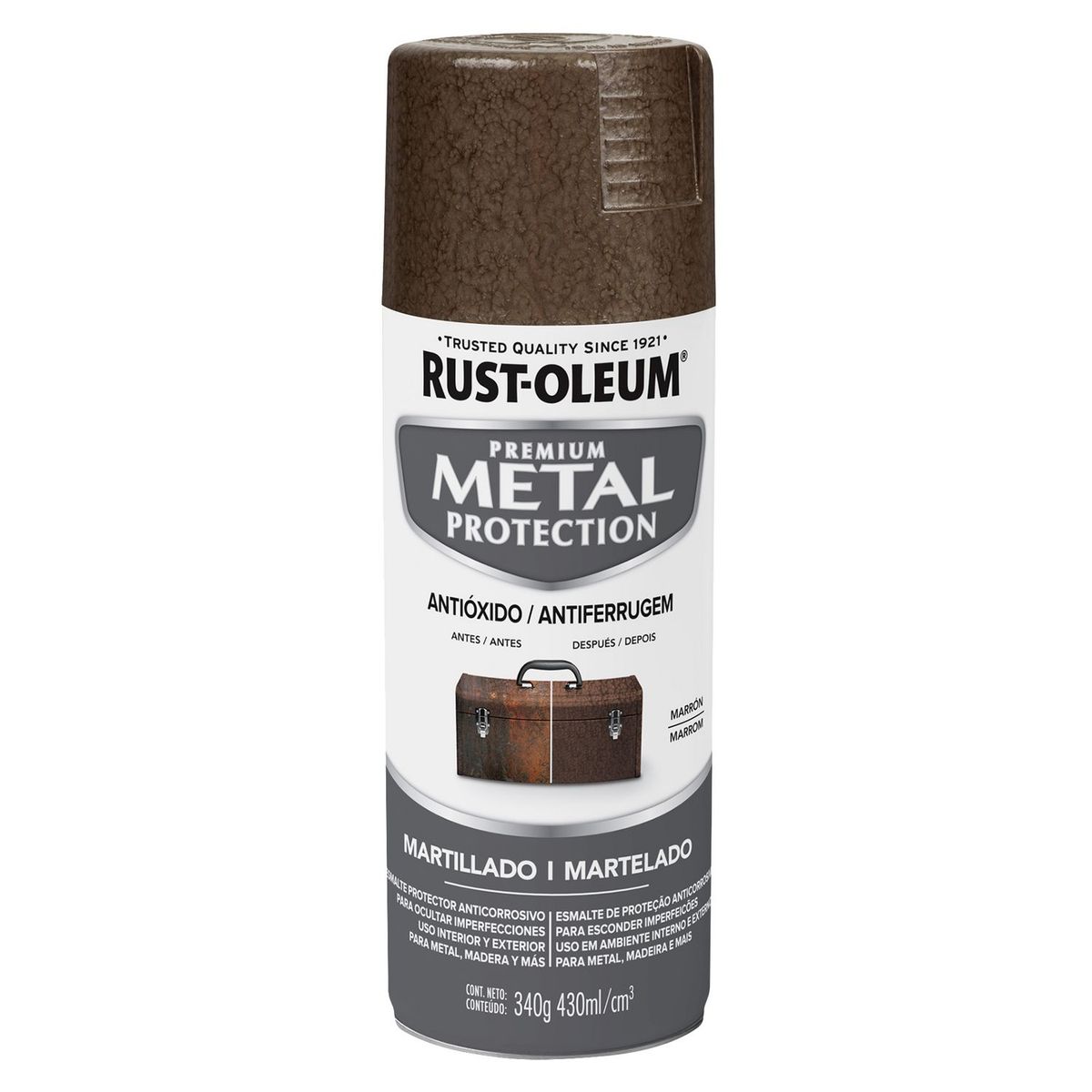 RUST OLEUM - Aerosol protector de superfices metalicas, Metal Protection Martillado Marrón 340 Gr