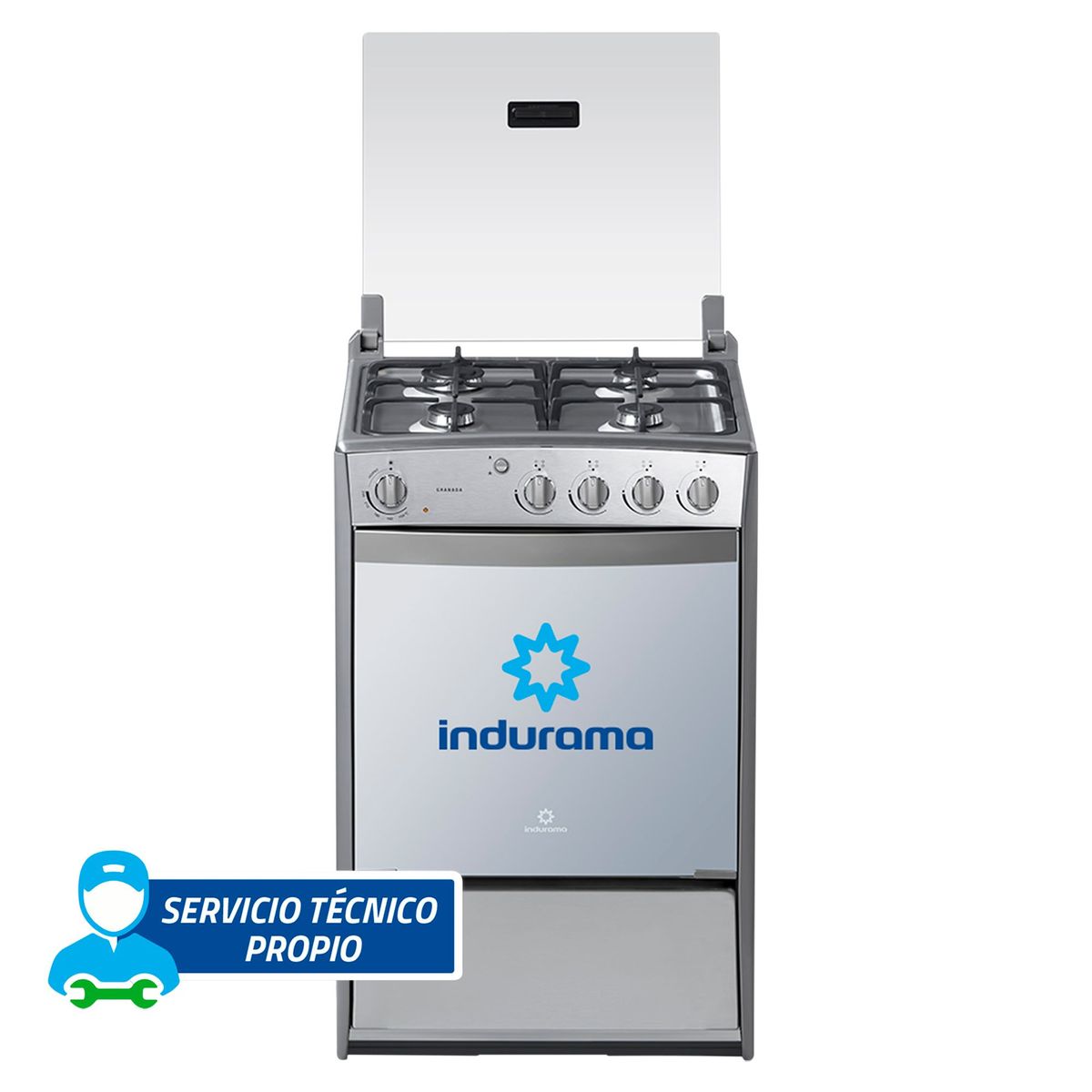 INDURAMA - Cocina Indurama a Gas 4 Hornillas Granada Quarzo Croma