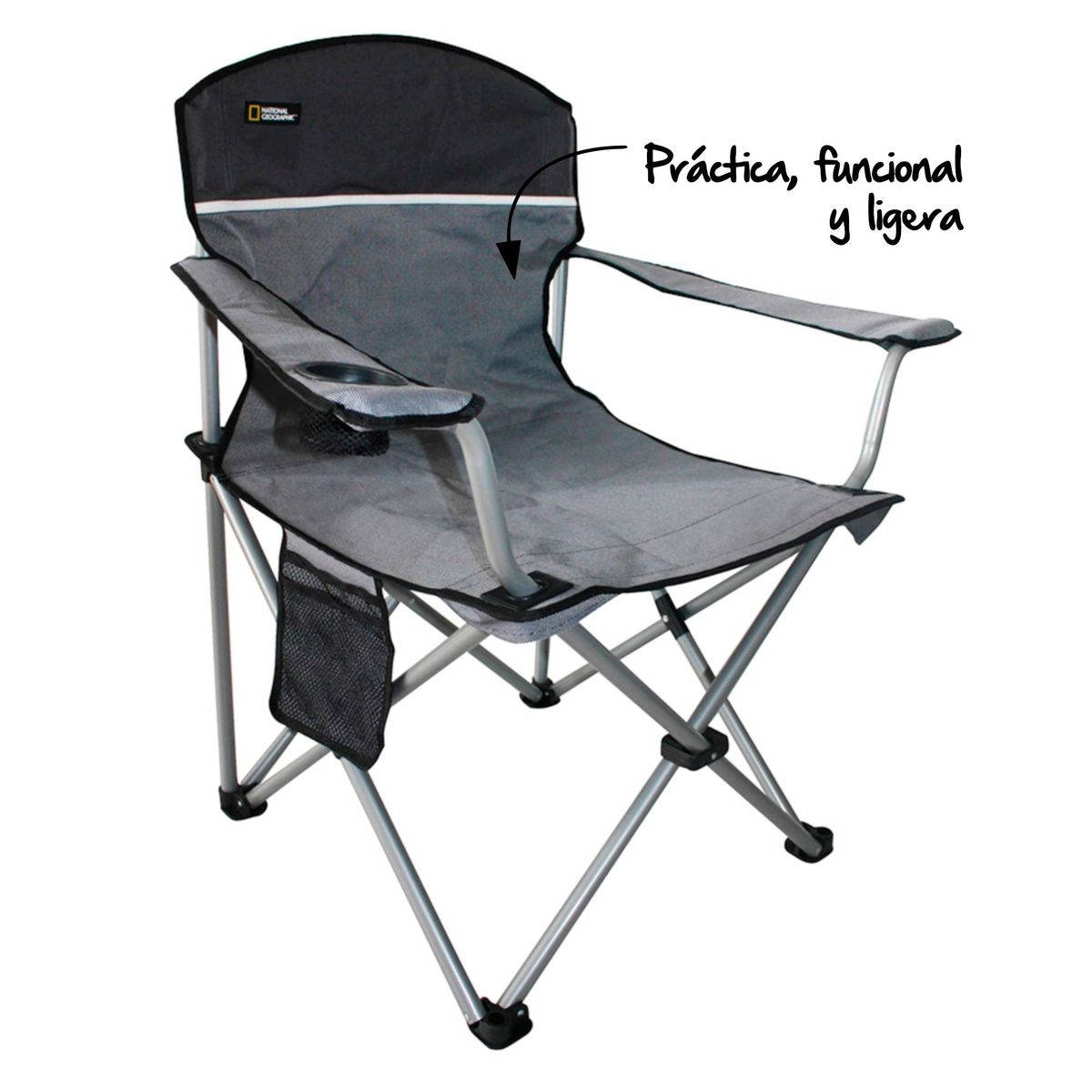 NATIONAL GEOGRAPHIC - Silla Plegable National Geographic con Apoyabrazos Grande