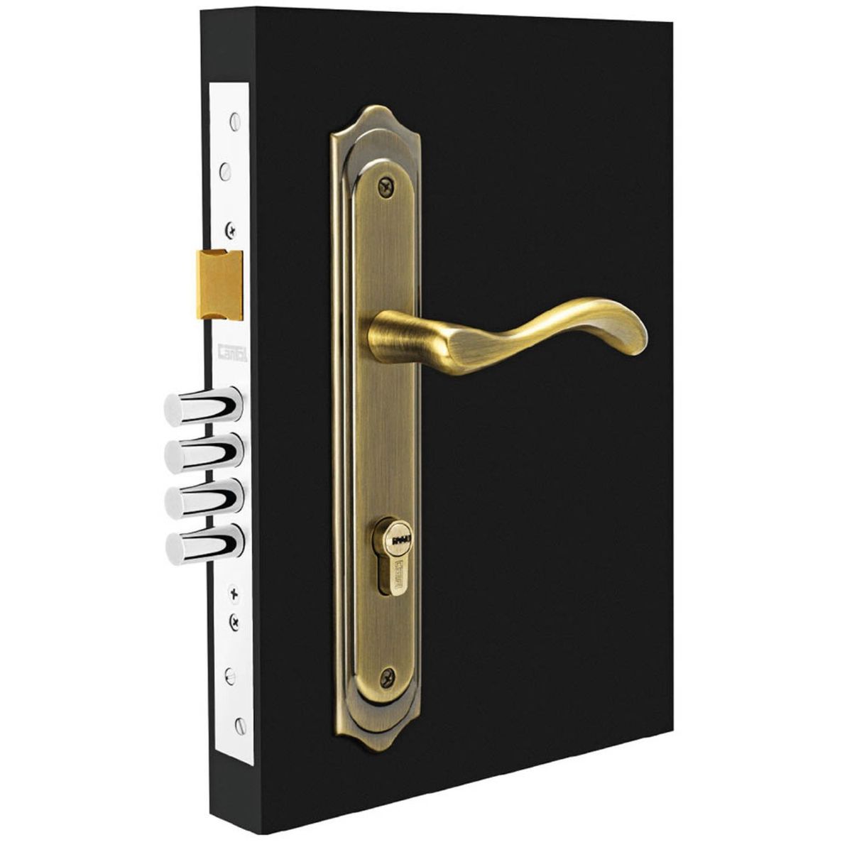 CANTOL - Cerradura de Embutir Principal Clásica Bronce Antiguo Izq Cantol