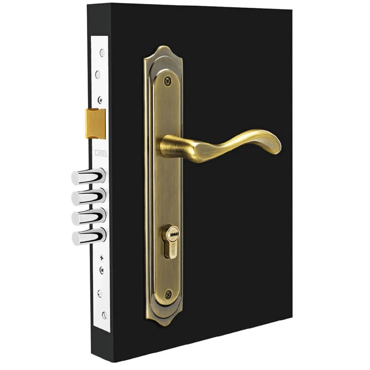 CANTOL - Cerradura de Embutir Principal Clásica Bronce Antiguo Izq Cantol