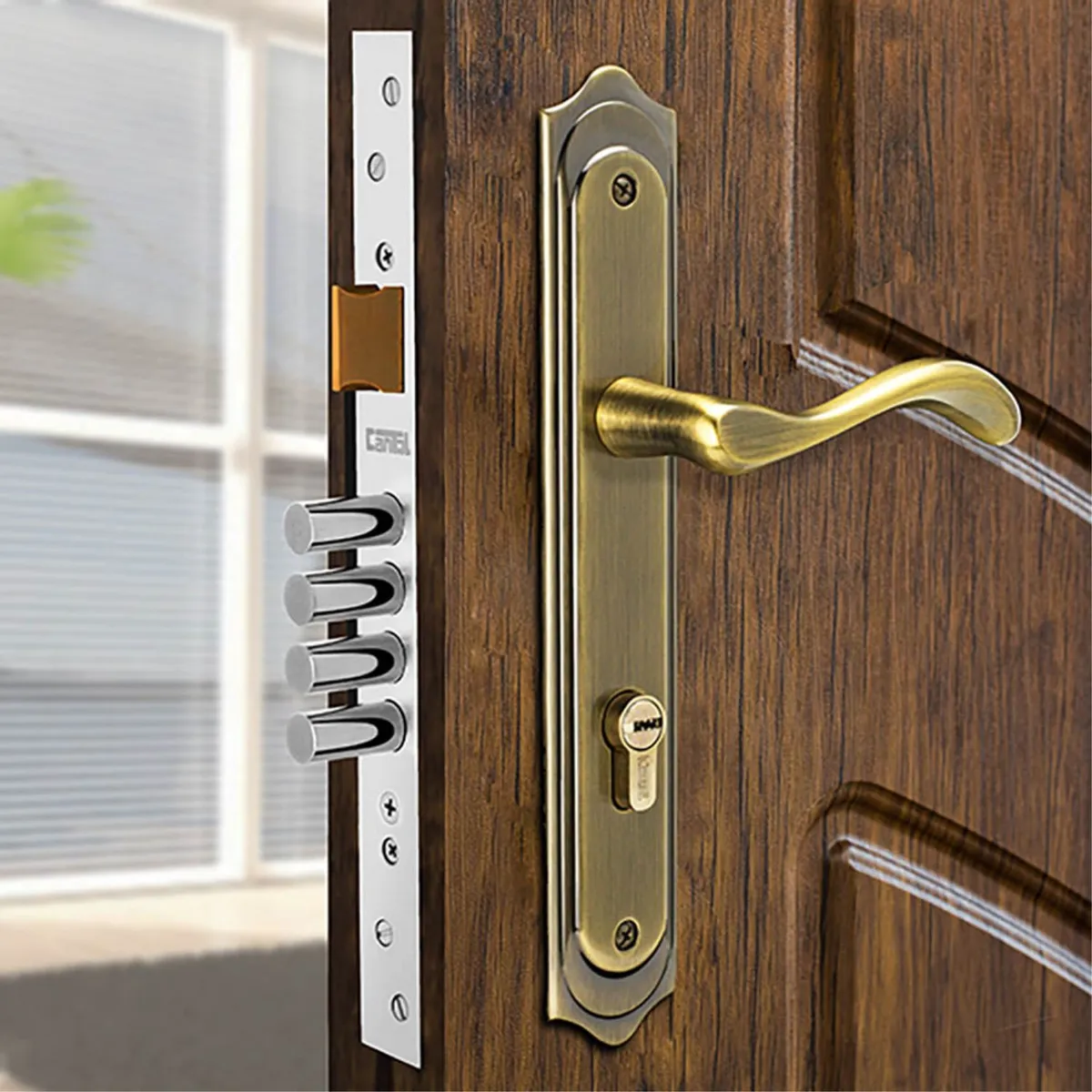 CANTOL - Cerradura de Embutir Principal Clásica Bronce Antiguo Izq Cantol