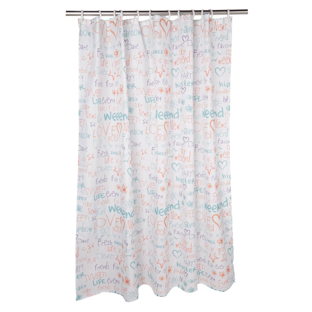 JUST HOME COLLECTION - Cortina de baño Frases 178x180cm