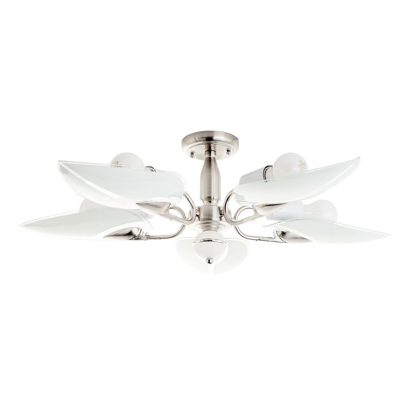 CASA BONITA - Lámparas de Techo Vidrio Satin Hojas 5 Luces E27