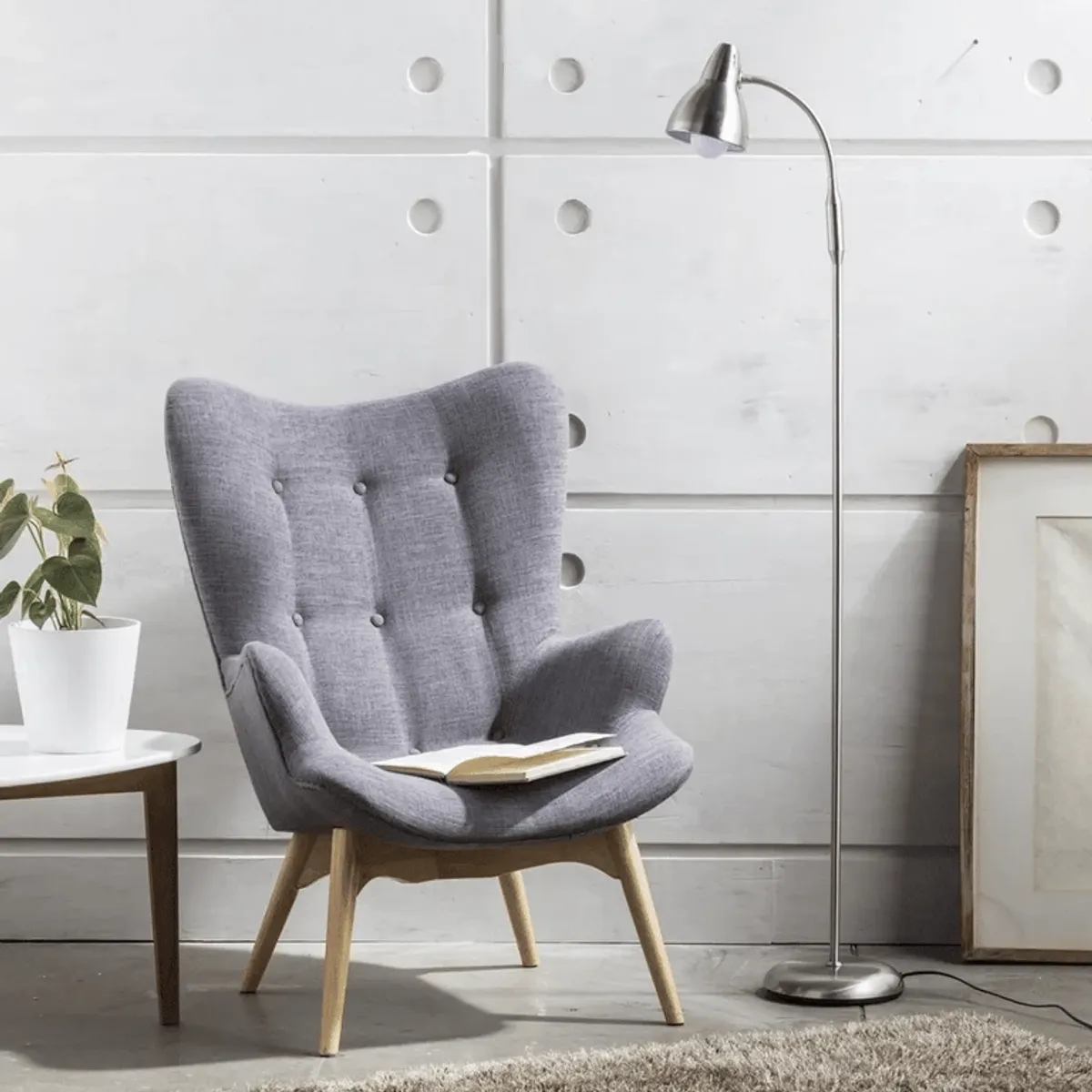 CASA BONITA - Lámpara de Escritorio Melissa de Pie 1 Luz Gris/Plata 60 W 28x155 cm