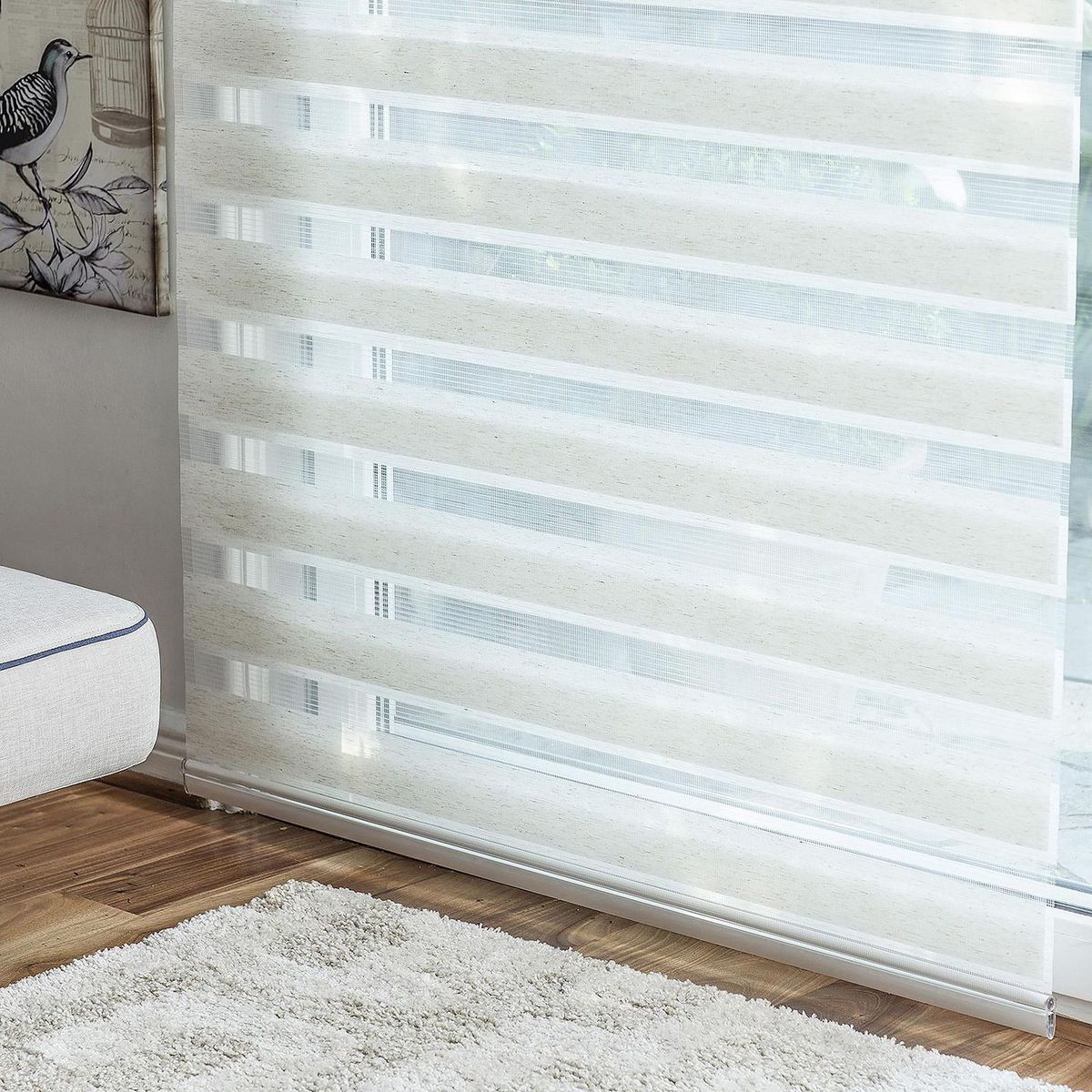 JUST HOME COLLECTION - Cortina Roller Día/Noche Lino 120x165cm Beige