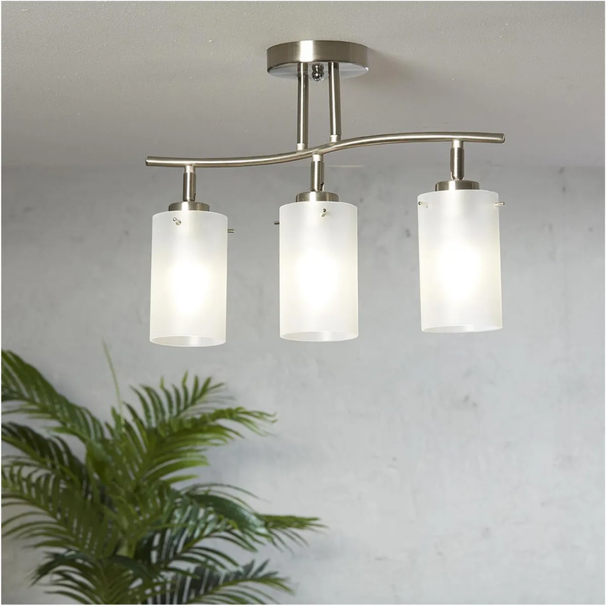 CASA BONITA - Lámpara Techo 3 Luces Metal Gris/Plata 60 W 12 cm