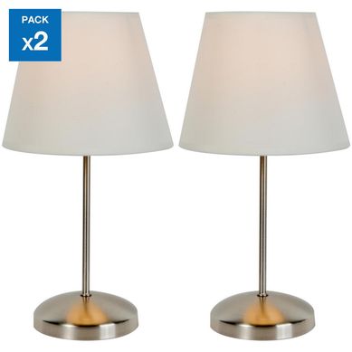 Lmpara de Mesa X2 1L E27 Niquel/ blanco