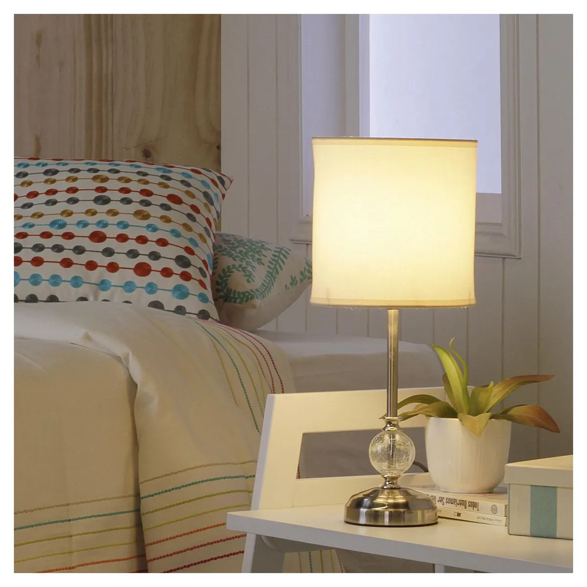 JUST HOME COLLECTION - Lámpara de Mesa Tela Firenze Beige 1L