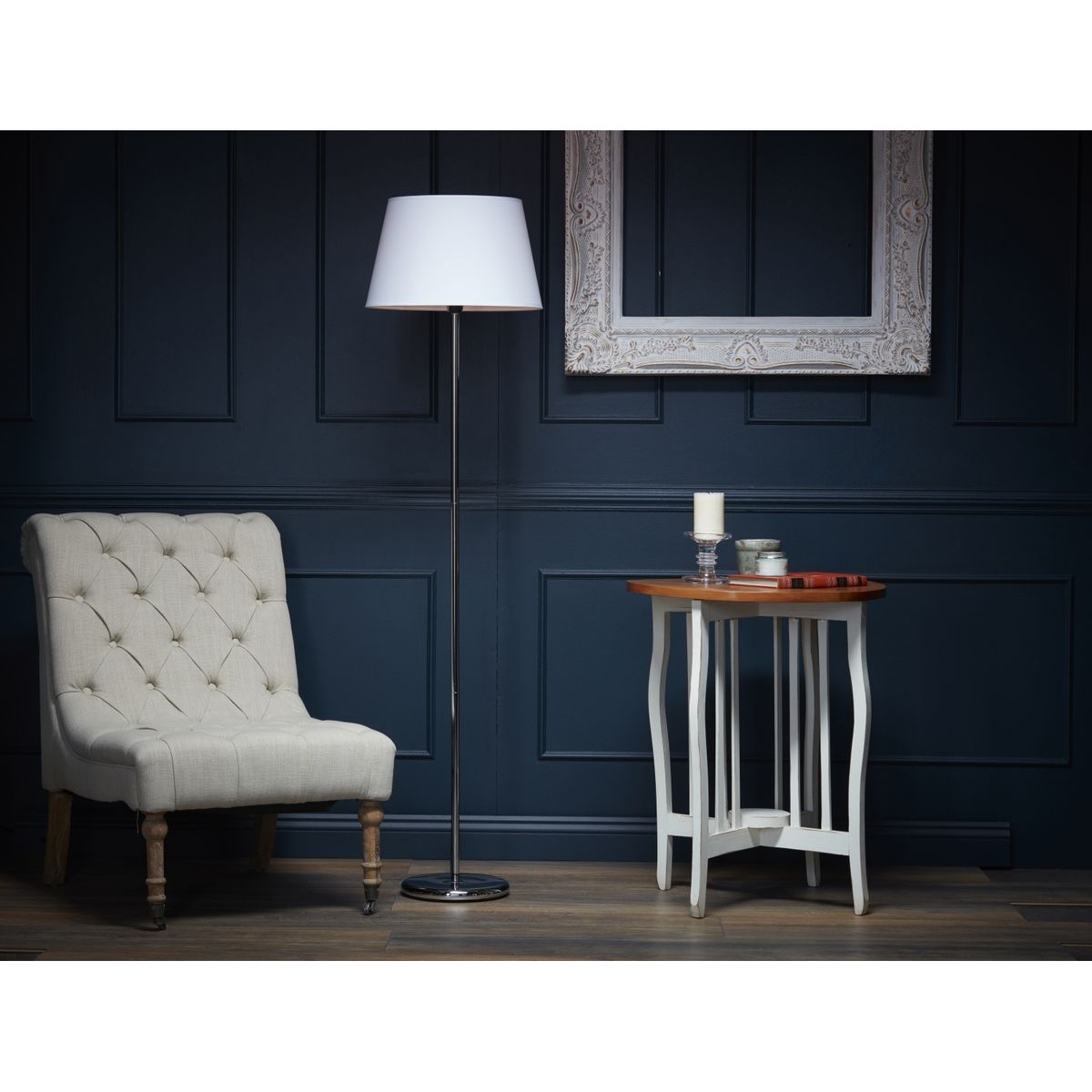 CASA BONITA - Lámpara de Pie Satín Blanca 1L E27