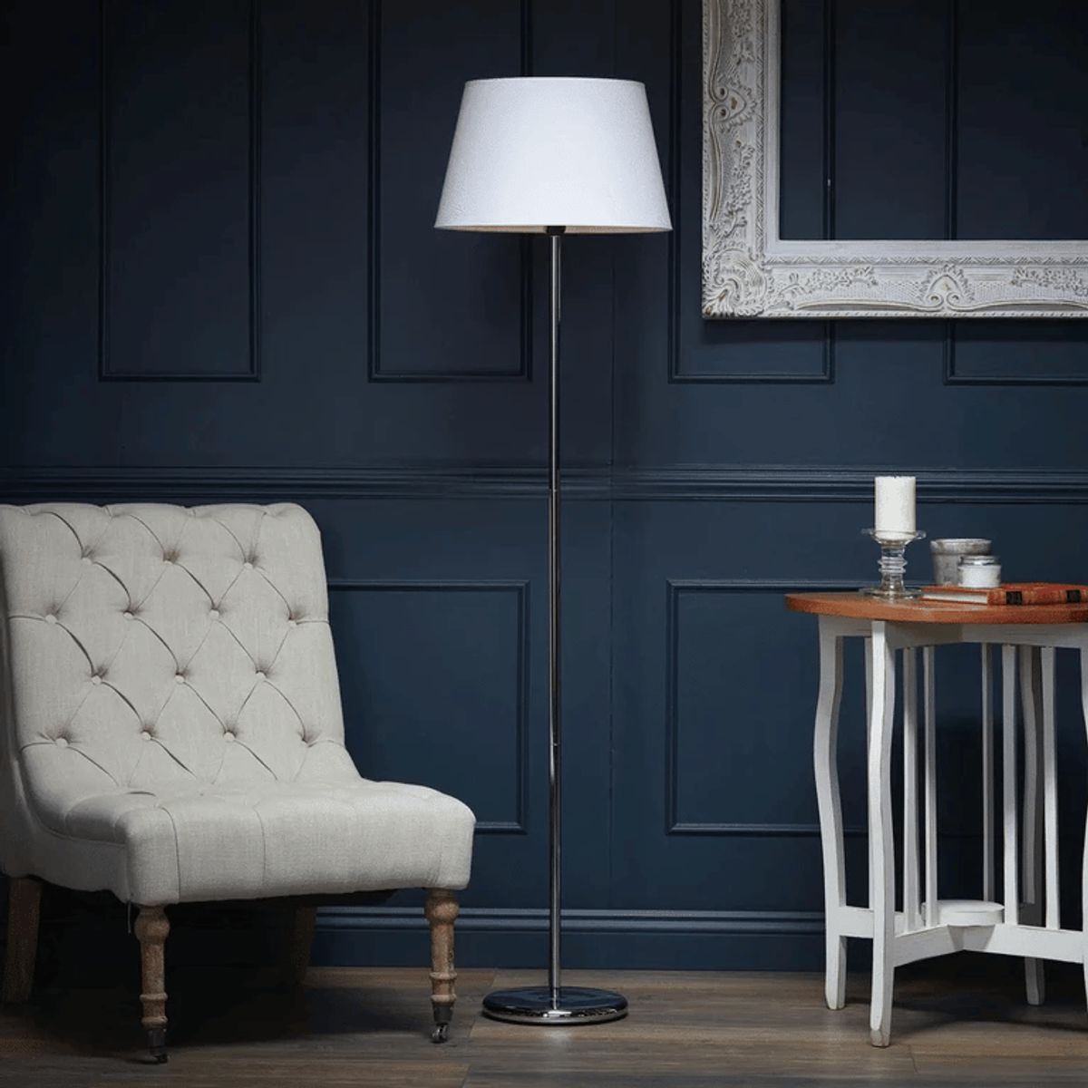 CASA BONITA - Lámpara de Pie Satín Blanca 1L E27