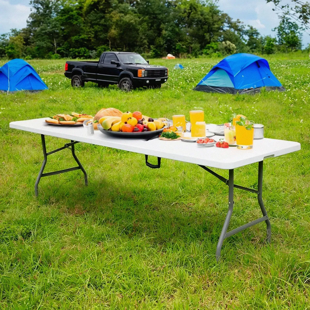 JUST HOME COLLECTION - Mesa Plegable Rectangular Blanco 244CM