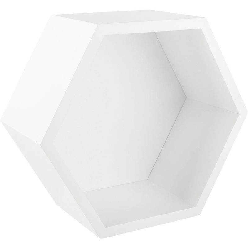 JUST HOME COLLECTION - Estante de Madera hexagonal blanco 27x23.4x12 cm 2 kg