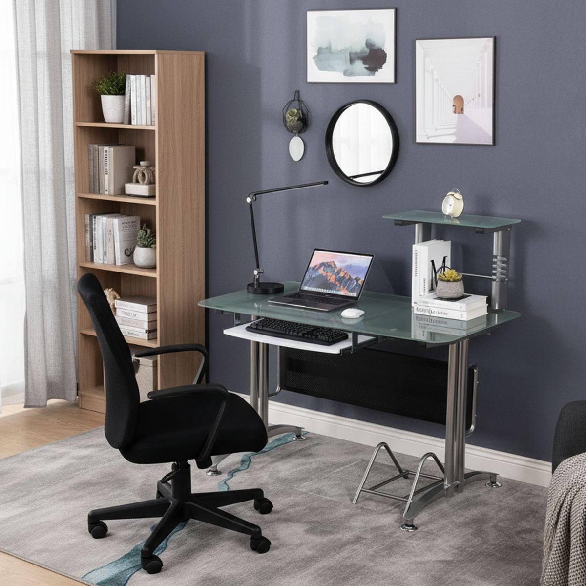 JUST HOME COLLECTION - Escritorio Plateado de Vidrio Claks