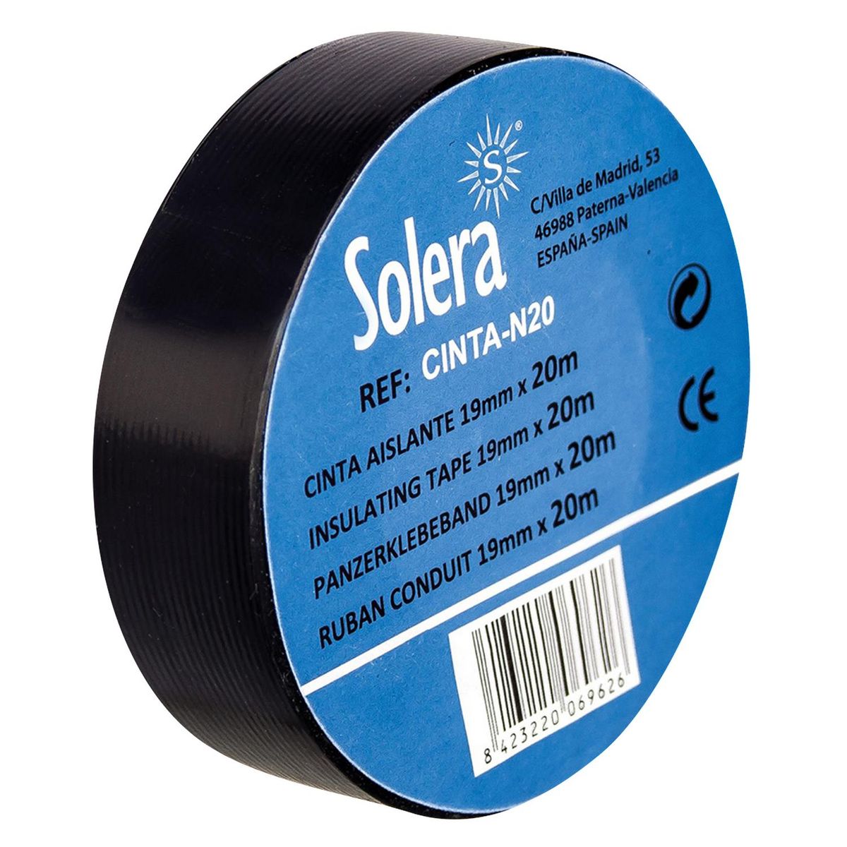 SOLERA - Cinta Aislante Solera 19mm x 20m Verde Amarillo