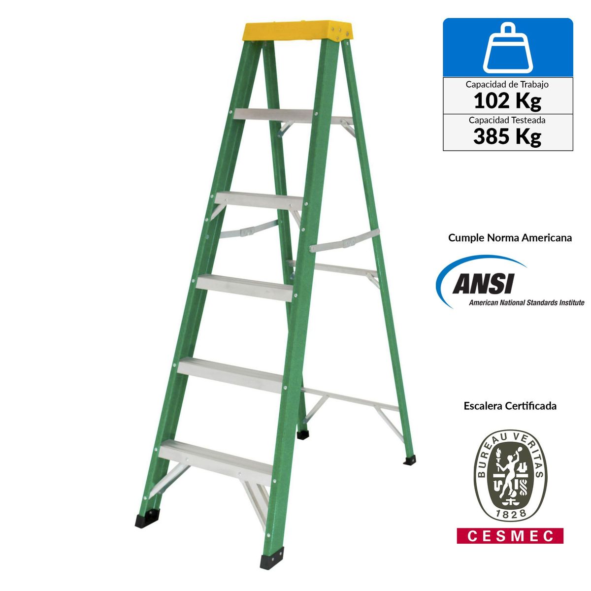 REDLINE - Escalera de tijera de Fibra de Vidrio 5 pasos